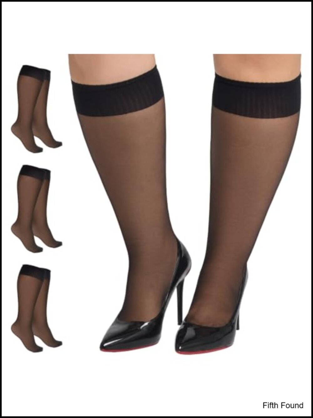 Plus Size Sheer Nylon Knee High Stockings 15 Denier Trouser Socks